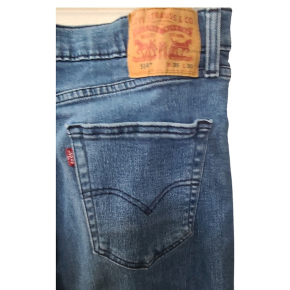 LEVI'S  MENS 514 RED TAB DISTRESSED DENIM JEANS - Picture 3 of 7